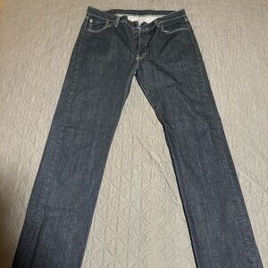 Levi’s men’s 501 button fly dark blue 36 X 34 in great condition.